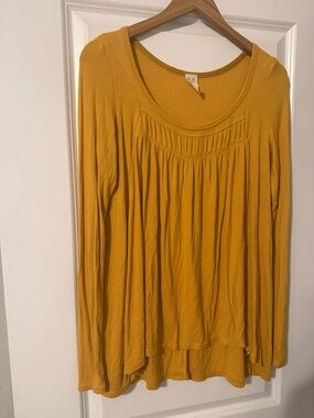 We The Free Mustard Scoop-Neck Long Sleeve Tunic